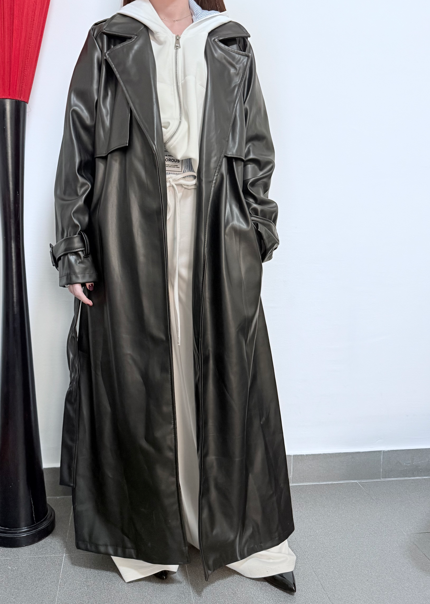 TRENCH ECOPELLE NERO