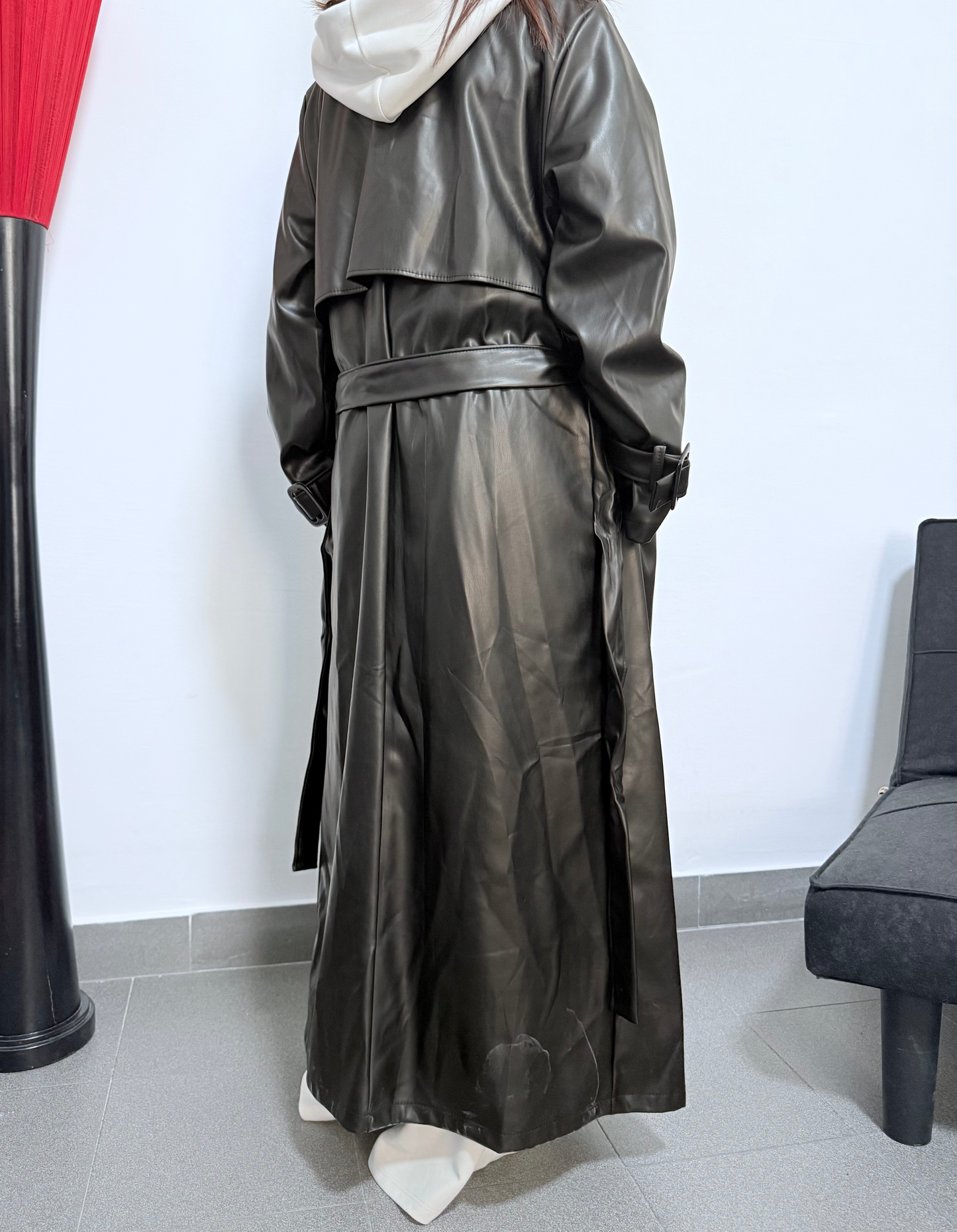 TRENCH ECOPELLE NERO