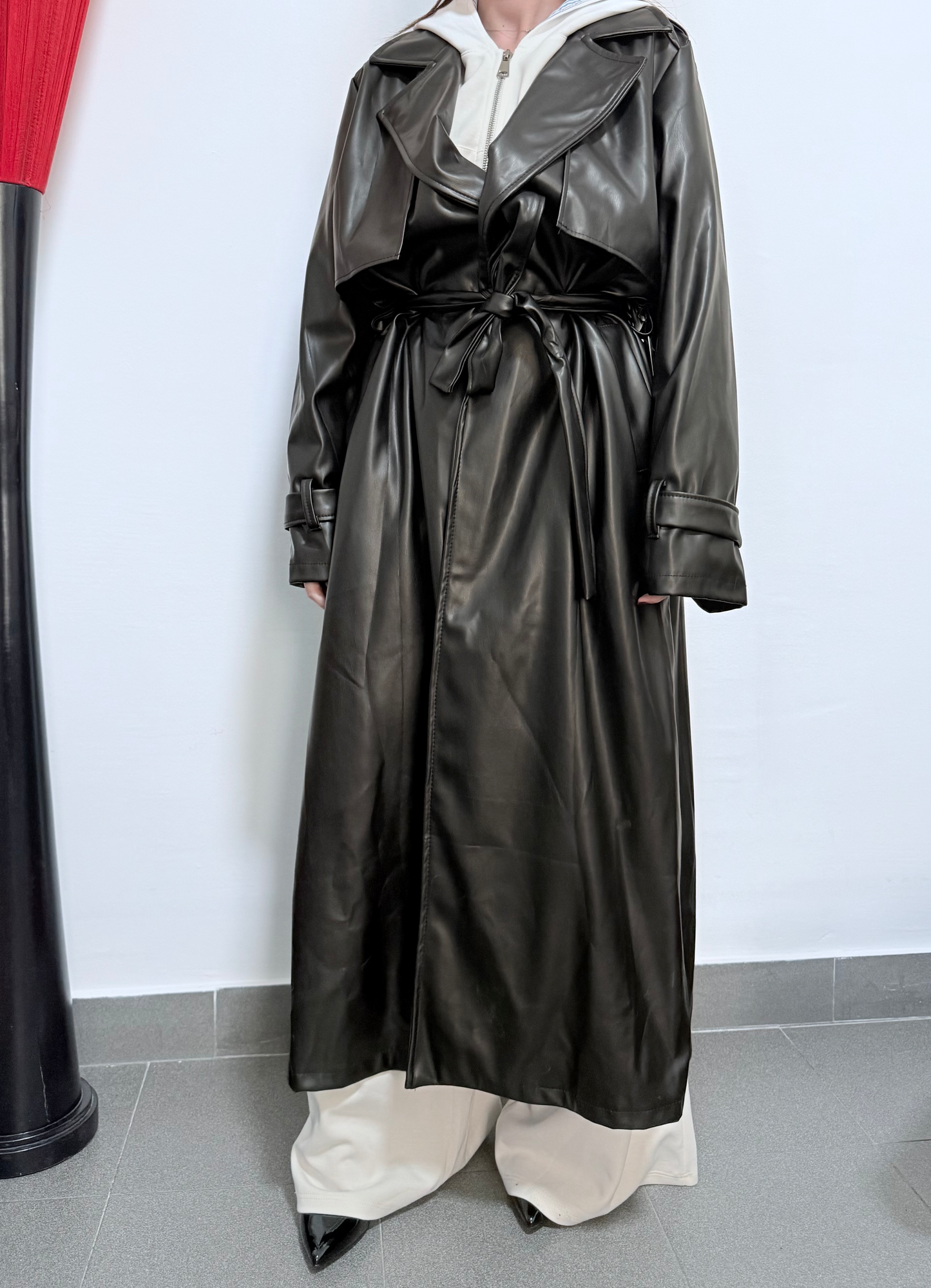 TRENCH ECOPELLE NERO
