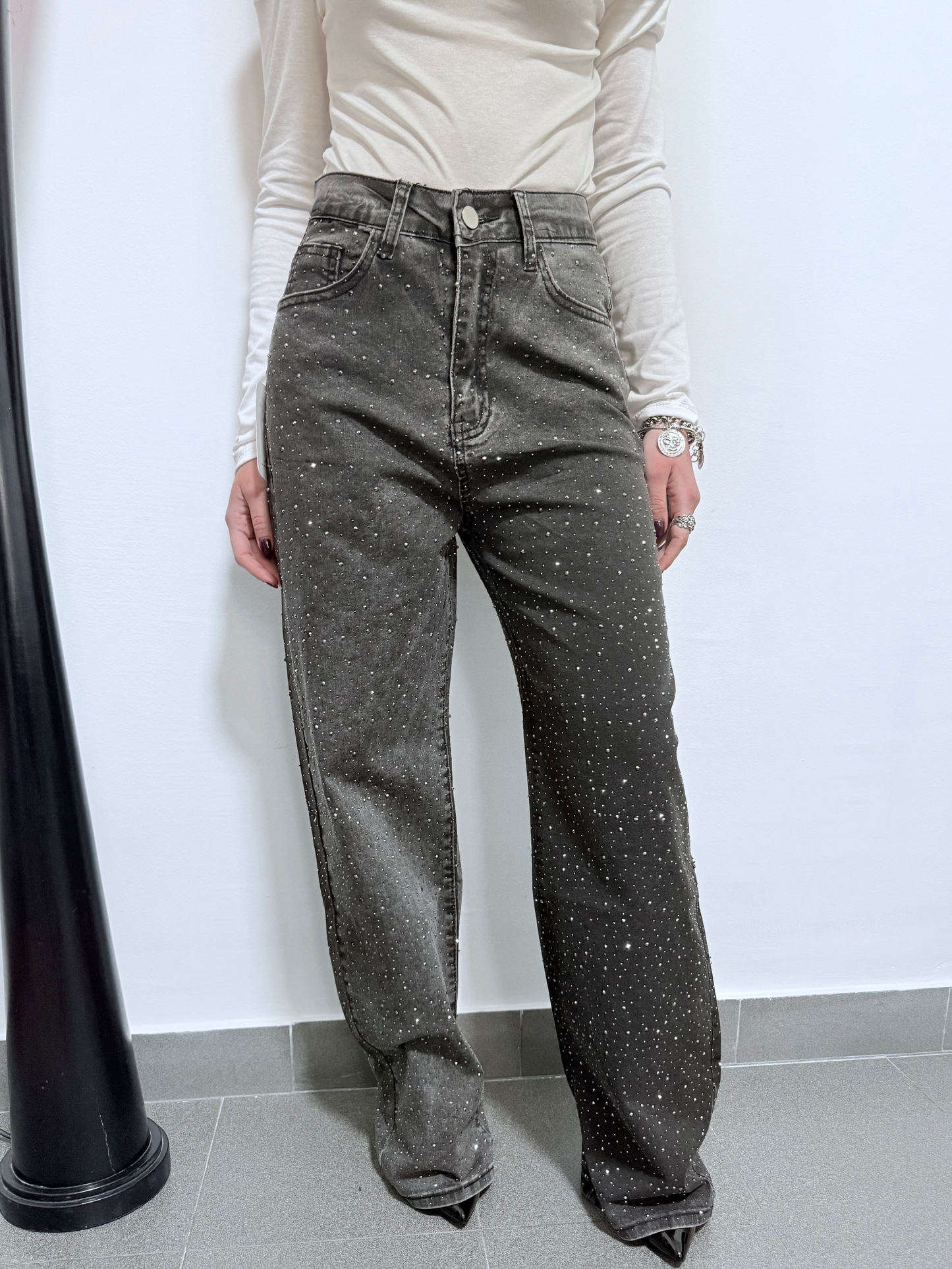 JEANS STRASS LAVAGGIO SCURO