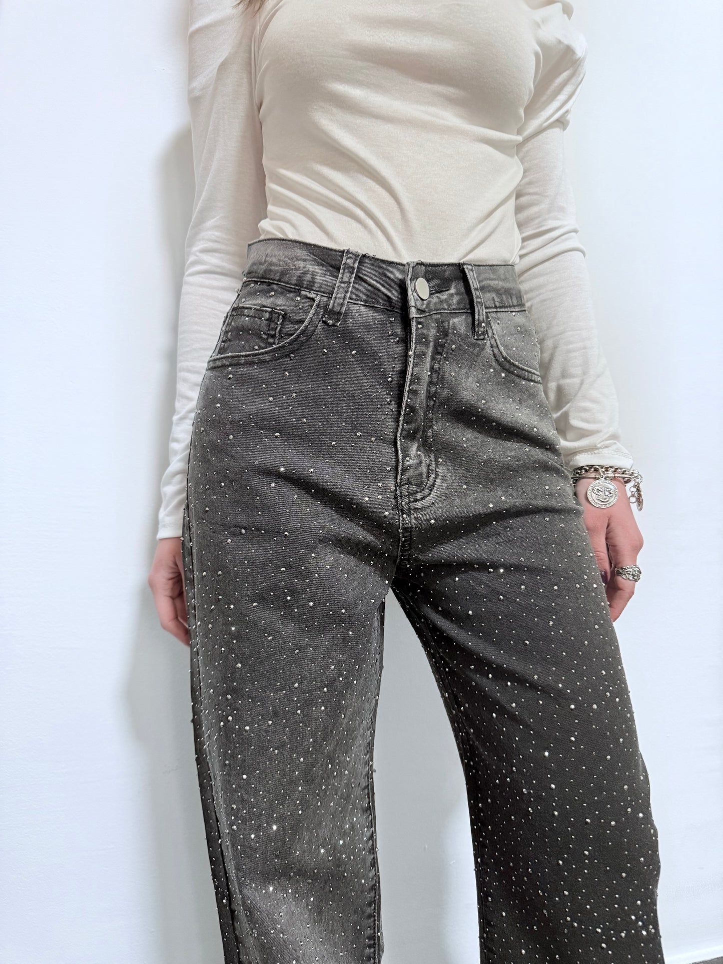 JEANS STRASS LAVAGGIO SCURO