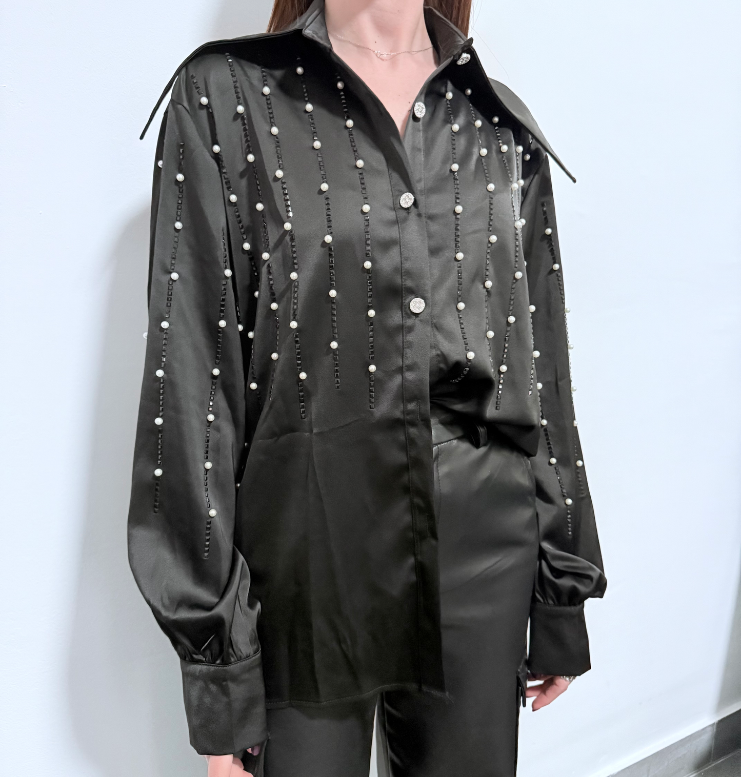 CAMICIA STRASS NERO