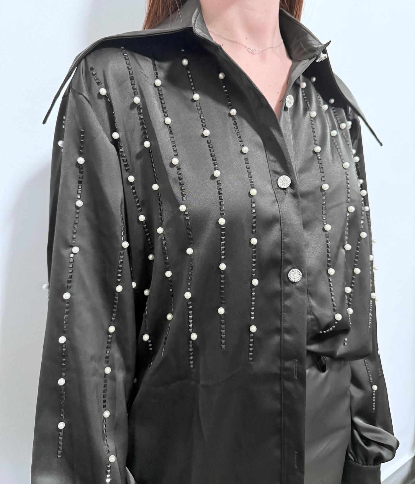 CAMICIA STRASS NERO